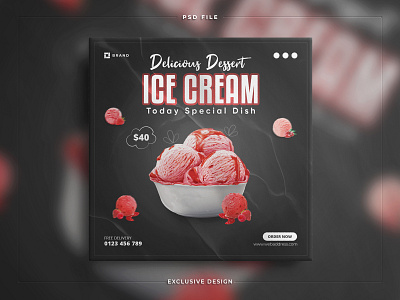 Delicious dessert food for social media instagram post banner