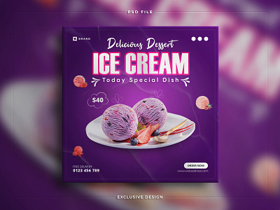 Delicious dessert food for social media instagram post banner