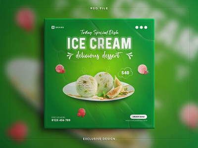 Delicious dessert food for social media instagram post banner