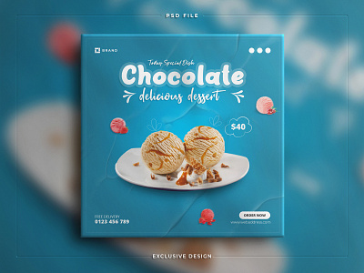 Delicious dessert food for social media instagram post banner