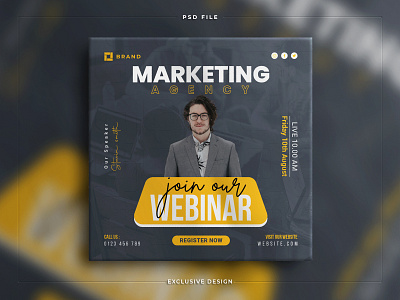 Digital marketing live webinar and branding social media post graphic design typography