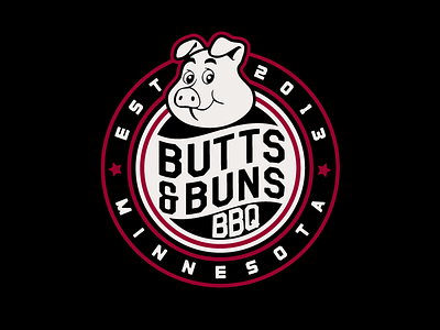 Butts & Buns BBQ Shirt Design badge circle envelope distort illustration pig