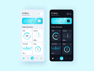 Sport App Light Mode and Dark Mode app design ui ux