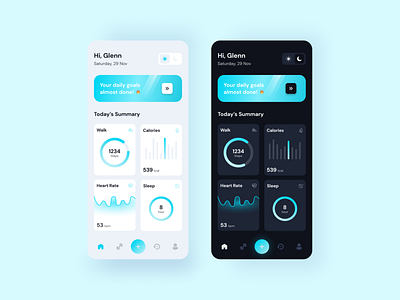 Sport App Light Mode and Dark Mode