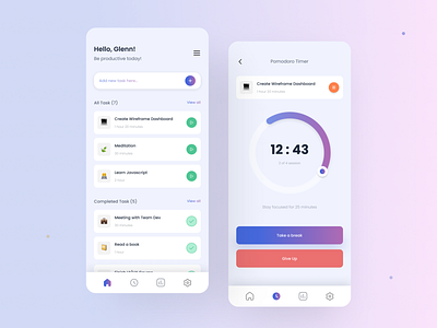 Pomodoro Timer App app design ui ux