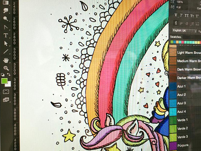 Rainbow brite by aldanita color details fantasy illustration magic magical photoshop rainbow screen ui unicorn ux
