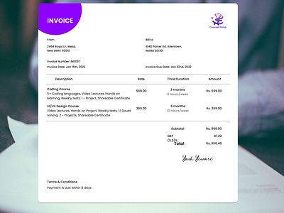 DailyUI #046 Invoice Page dailyui dailyuichallenge design graphic design ui user interface ux