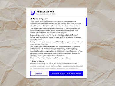 DailyUi #088 Terms of service