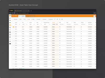 Sunbird DCIM - Asset Table View Concept enterprise table ui table ux ui