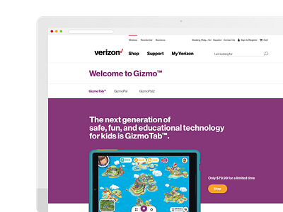 GizmoTab Web UI kids product web ui