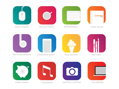 Random thumbnails flat gradient icons illustration