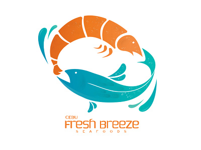 Cebu Fresh Breeze Seafood branding cyan design gradient logo orange