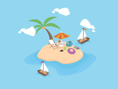 Summer Vibes blue design flat illustration island summer