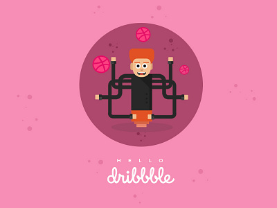 Hello ball dribbble flat illustration pink