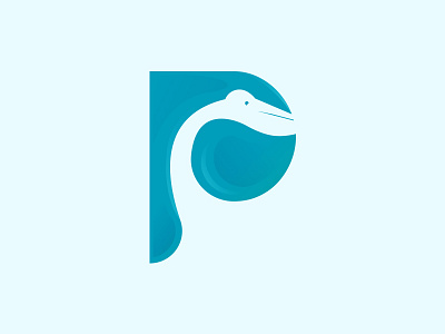 Pelican bird blue branding gradient logo p pelican