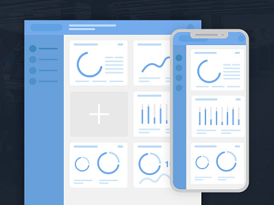 Dashboard App app blue dashboard flat mobile responsive