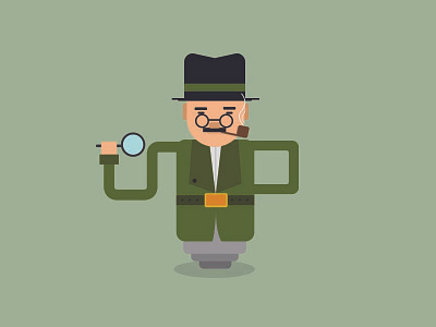 Detective branding character design flat illustration logo