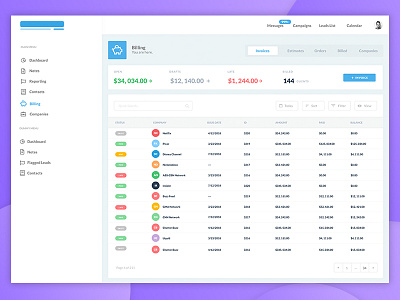 Billing Page app billing dashboard flat