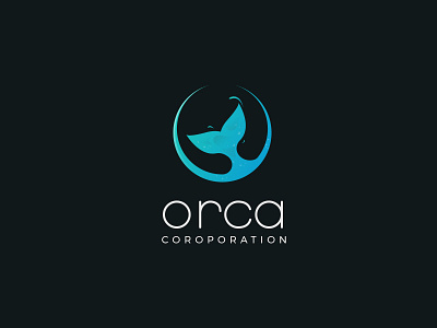 Orca Corporation blue branding fish logo orca tale