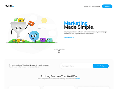 Promotional Landing Page app application branding illustration landing page logo texting vector