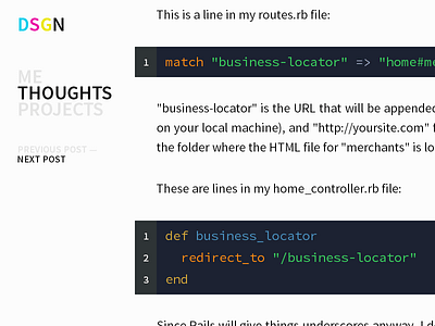 DSGN* post with code snippets