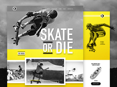Skateboarding Website Concept clean ecommerce grayscale modern responsive skateboarding sketch ui ux video web website