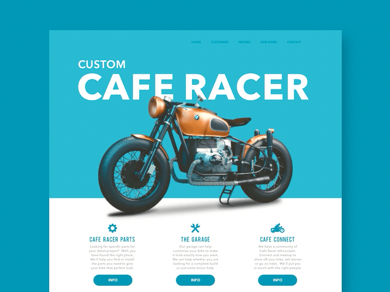 Parallax Scrolling Concept - Motorcycle Site animation clean landing page modern motorcycle parallax principle scrolling sketch ui ux