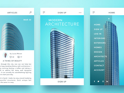 Modern Architecture App Concept architecture clean design ios iphone mobile modern navigation sign up sketch ui ux