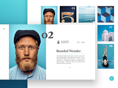 The Grid application beard blog blue grid photography responsive scrolling sketch ux ui web website