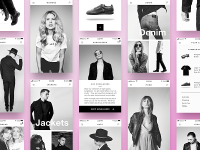 Black & White Mobile Retail Concept blackwhite cart checkout ecommerce fashion iphone retail scrolling shoe shop sketch