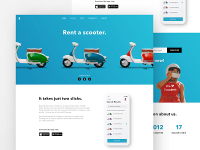 Scooter Rental Landing Page app ios iphone x landing page motorcycle responsive scooter sketch web design