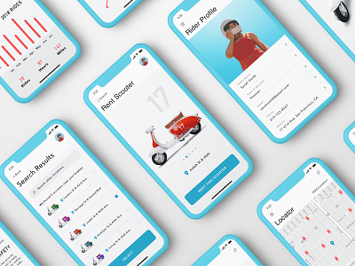 Scooter Rental App analytics app data ios iphone x landing page motorcycle responsive scooter sketch