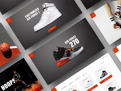 Basketball Sneaker Pages / Website basketball cart check out ecommerce landing page nike scrolling shoe sketch sneaker web web design