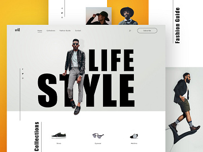 Men's Lifestyle Site blog clothing ecommerce fashion header landing page layout shop sketch social typography ui ux