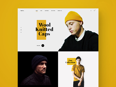 Wool Knitted Caps clothing ecommerce fashion landing page mens minimal modern responsive sketch social ui ux web design