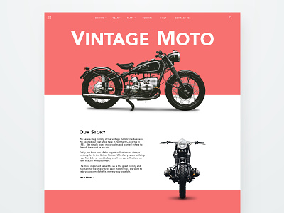 Vintage Moto clean ecommerce landing page minimal modern moto motorcycle responsive sketch typography ui ux web web design