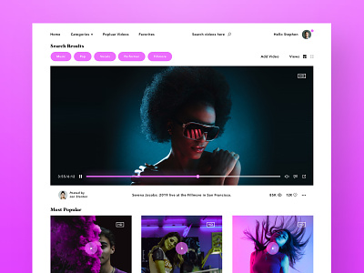 Music Videos (Web Version) landing page minimal music musican player search sketch ui ux video web webdesign website