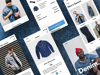 Denim. app cart checkout clothing denim ecommerce fashion ios iphonex minimal mobile sketch ui ux