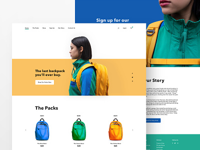 Backpacks backpacks branding cart clothing ecommerce fashion grid landing page minimal retail sketch ui ux web design web design webdesign website