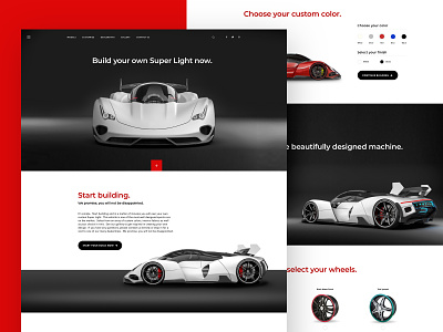 The Super Light adobe app automobile branding car cart custom ecommerce landing page minimal modern scrolling sketch typography ui ux web webdesign website