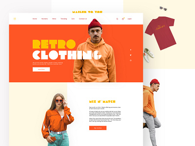 Retro Clothing Site branding cart clothing ecommerce fashion grid landing page minimal retro sketch typogaphy ui unsplash ux web design website