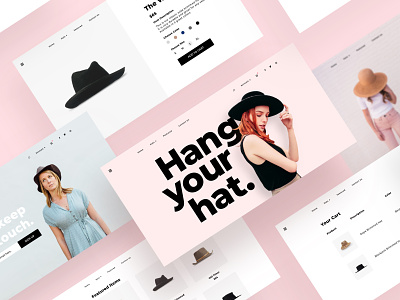 Hats (Web Layout) cart checkout ecommerce fashion hats landing page minimal modern product design product page sketch typography ui ux web design