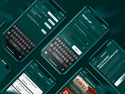 Ruben Delivery android app app design behance dark green dark ui delivery green illustration ios shop sign in sign up