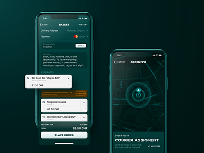 Ruben Delivery App UI app app design basket cart delivery green ios location pin shop