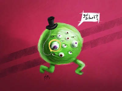 Get start? art character eyes green hat illustration painting refs study
