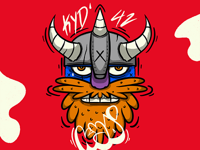 Blue Viking artwork beard character design graffiti illustraion ipad pro photoshop procreate street art tag viking