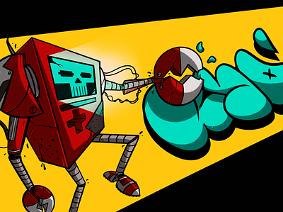 Mr.0_Bot art character design digital graffiti illustration ipadpro photoshop procreate robot