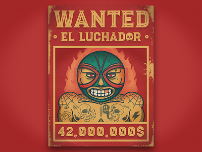 El Luchador ✖️ art character design digital flame graffiti illustration ipad luchador mexican mexico nacho photoshop poster procreate tattoo wanted