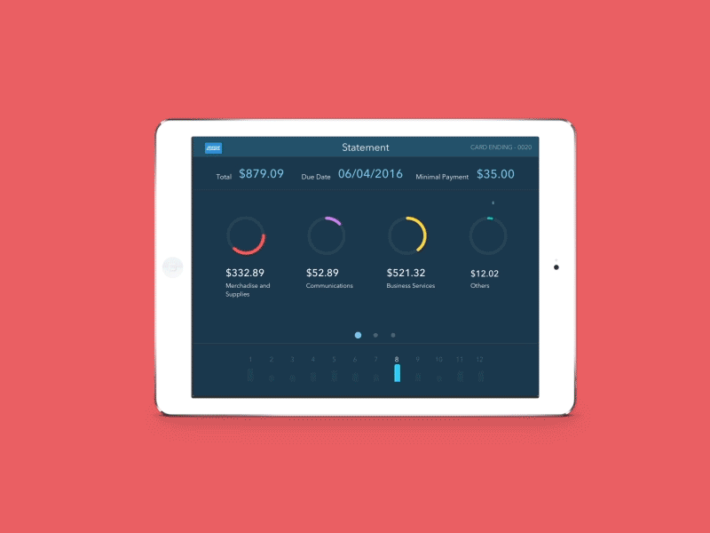 01-Monthly Purchase Data Visualization animation chart data expense gif ipad purchase visualization