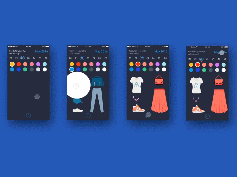 What is your color style today? animation calendar dress fashion gif mobile ui